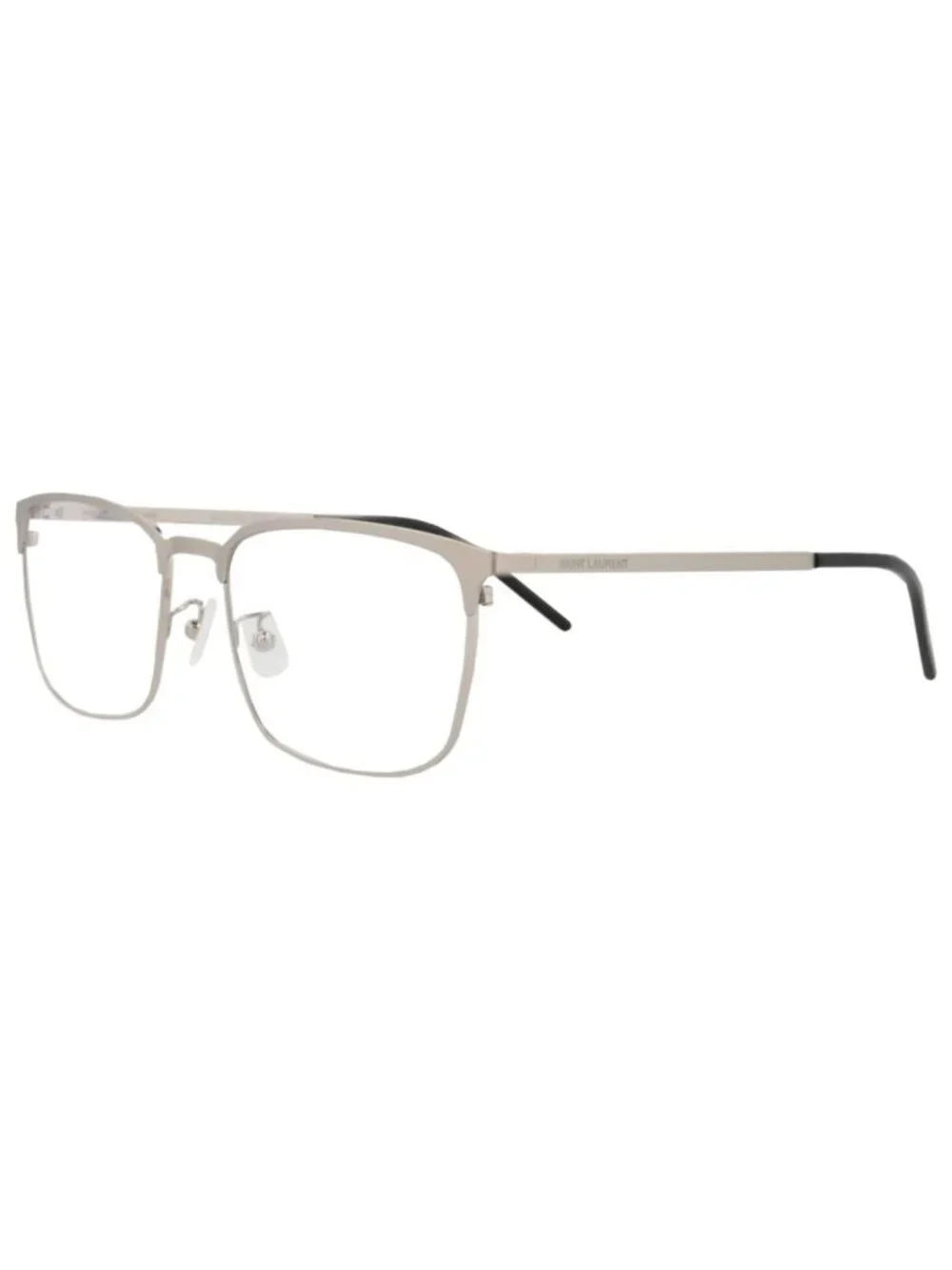 New Saint Laurent Women's Eyeglasses Square Rectangle Metal Frame Mens Silver E